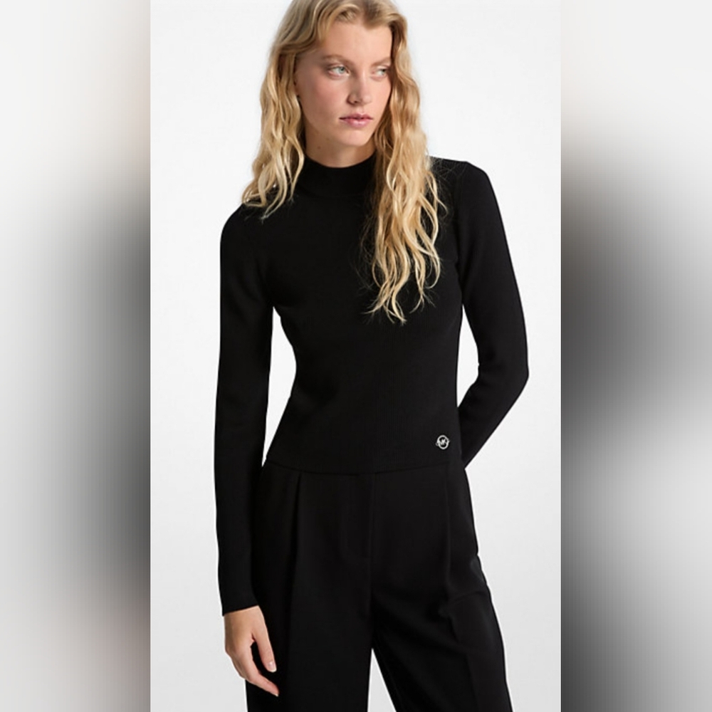 MICHAEL Michael Kors Ribbed Stretch Knit Mock Neck Sweater